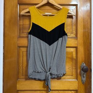 Moa Moa Sleeveless Black White Yellow Blouse Women’s Extra Small